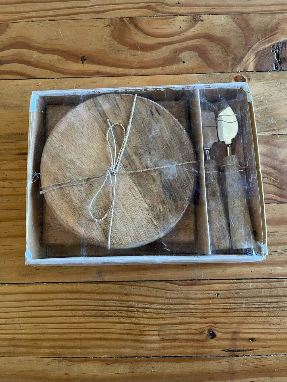 Wood Cheese Serving Set w/Knife & Spreader